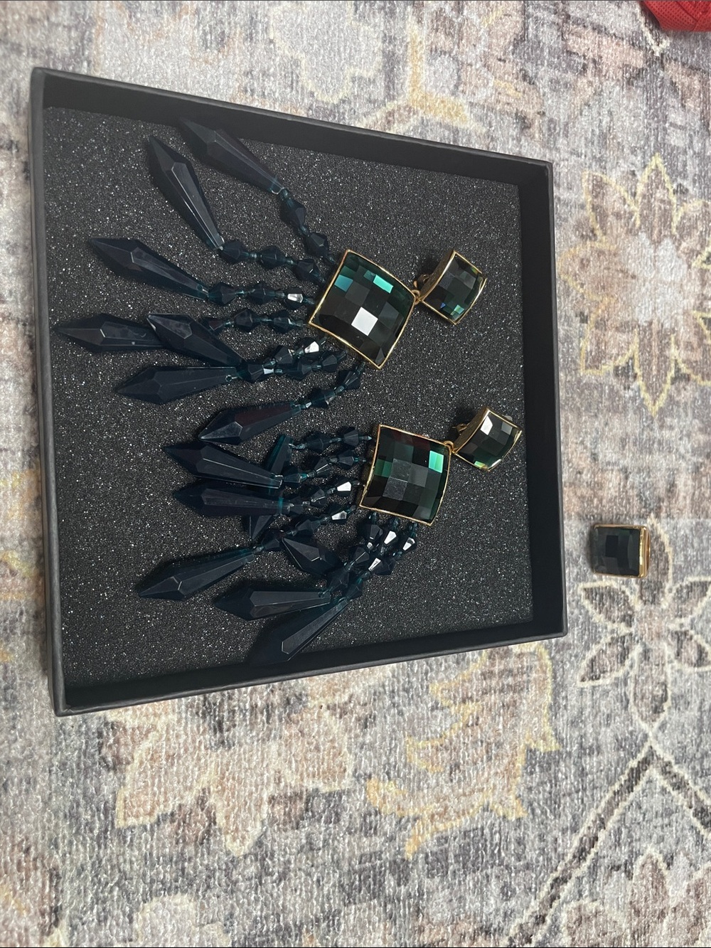 Limited Edition Balmain x H&M Crystal Chandelier Clip-on Earrings & Ring 6 NIB